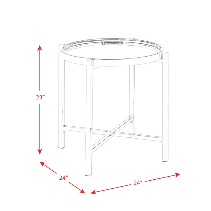Edith - Round End Table - Dark Nickel