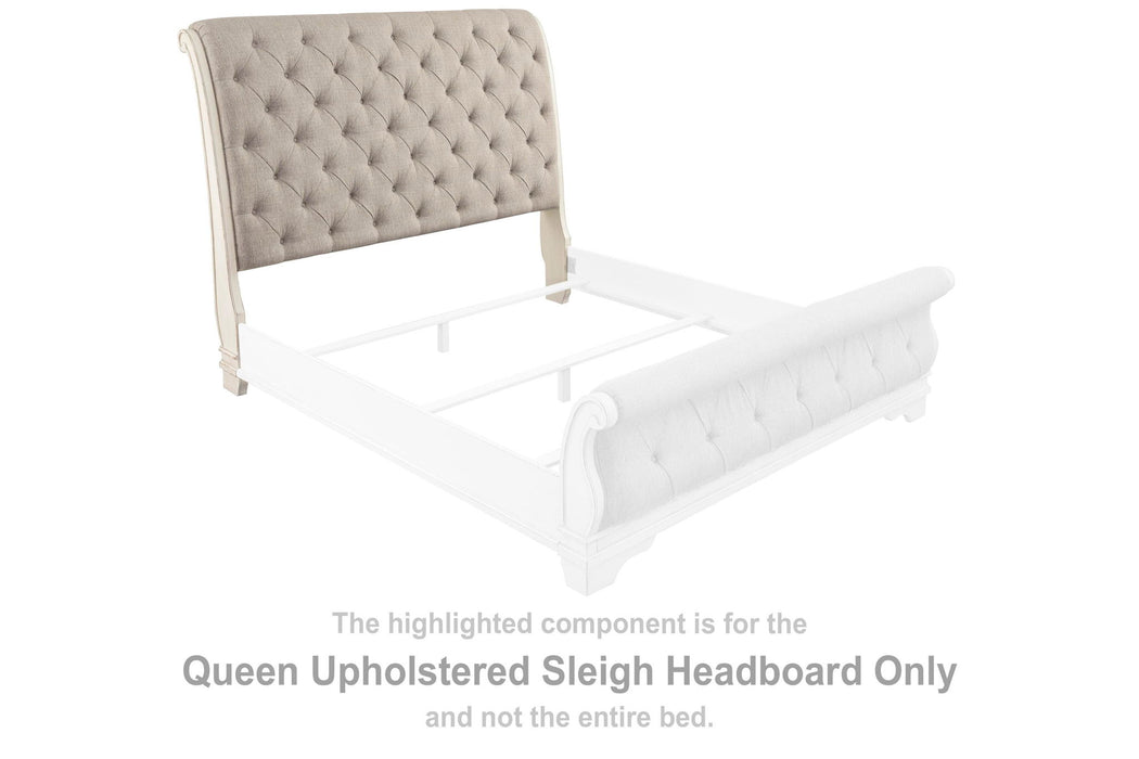 Realyn - Queen UPH Sleigh Headboard - White / Brown / Beige