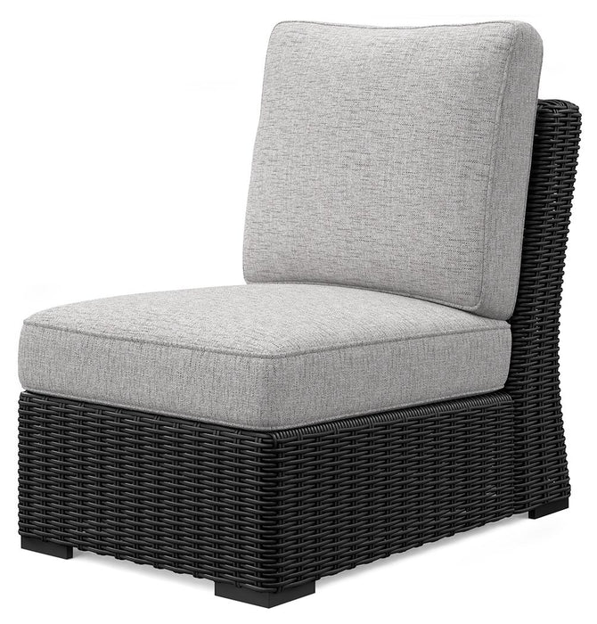 Beachcroft - Armless Chair With Cushion - Black / Light Gray