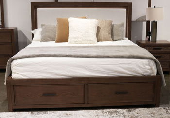 Ticanter - King/California King Storage Footboard With Roll Slats - Brown