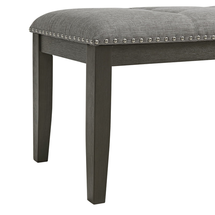 Everdeen - Bench With Gray Fabric and Nail Heads - Charcoal