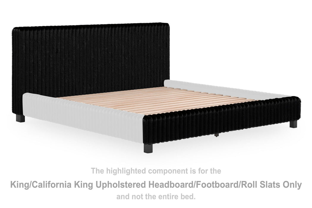 Zuraleus - King/California King Upholstered Headboard/Footboard/Roll Slats - Black