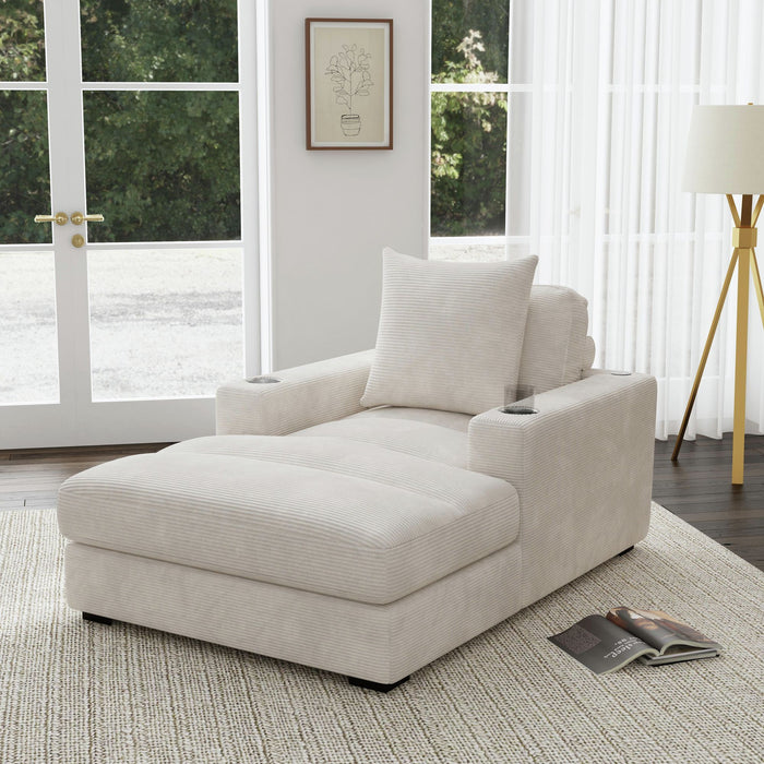 Arizona - Chaise With 1 Pillow 20", 2 Cupholders And 2 USB