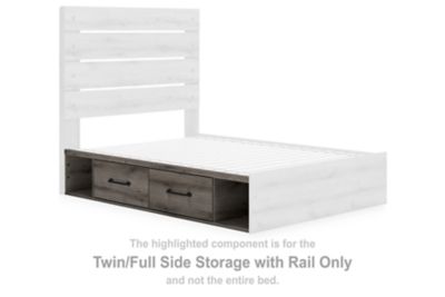 Graystorm - Twin/Full Side Storage with Rail - Brown Gray