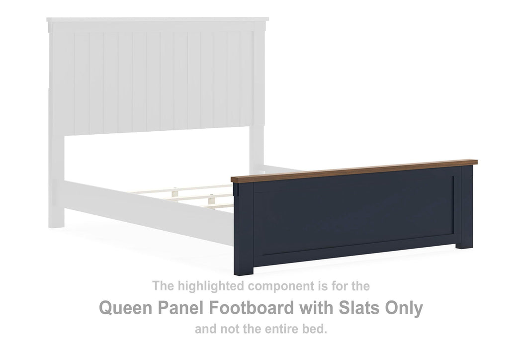 Landocken - Queen Panel Footboard With Slats - Brown / Blue