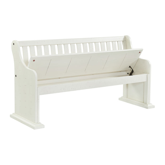 Stone - Pew Bench With Storage - White