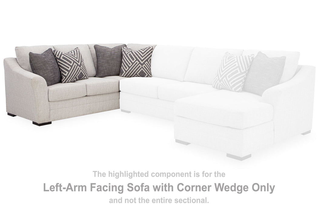 Koralynn - Laf Sofa with Corner Wedge - Stone