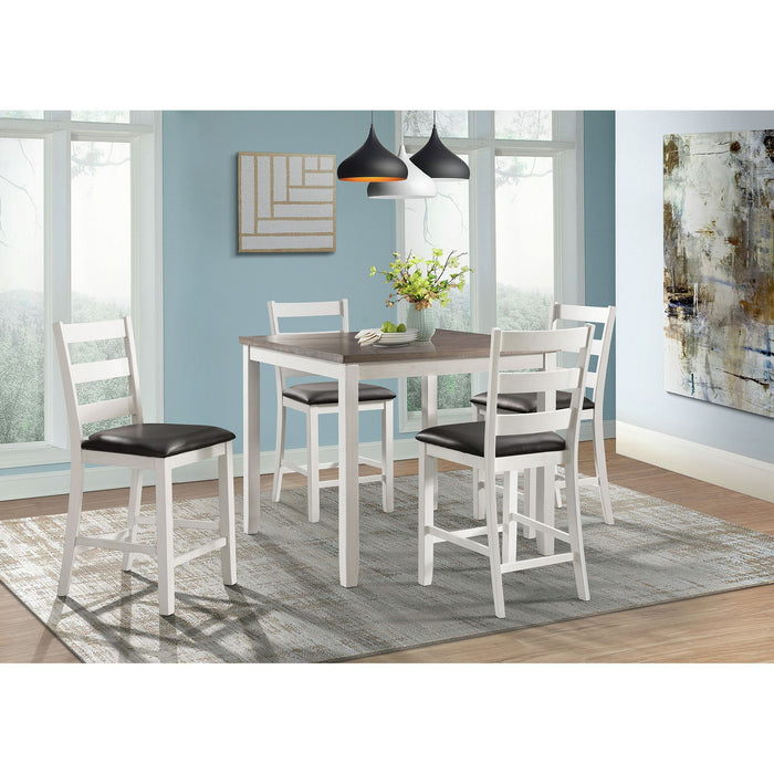 Martin - Counter Side Chair With Black PU (Set of 2) - White Finish
