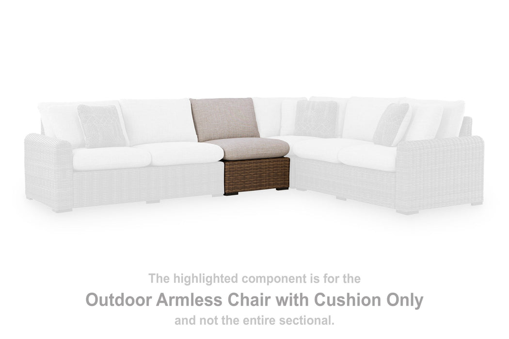 Dolan Creek - Armless Chair With Cushion - Beige / Brown