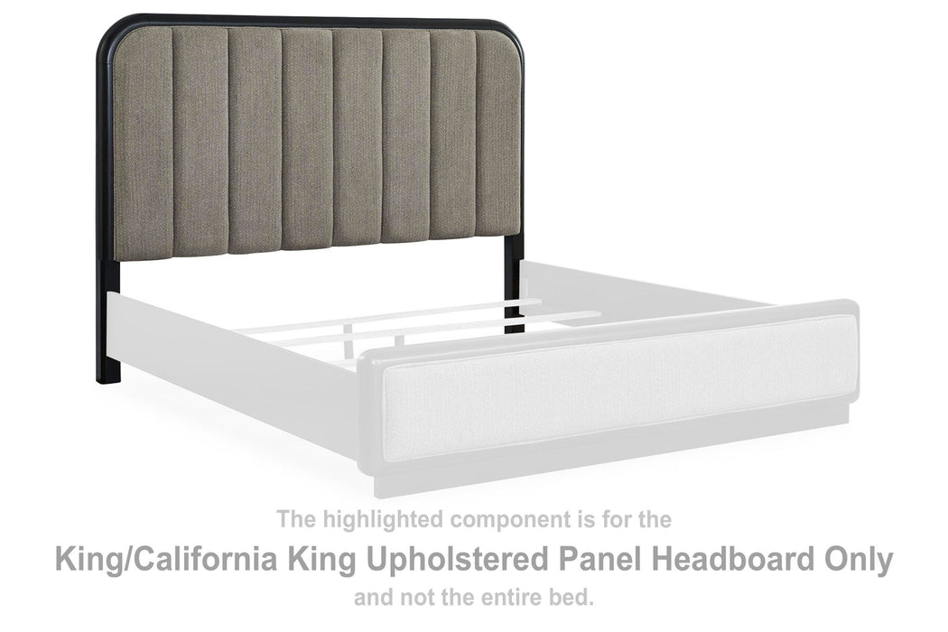 Rowanbeck - King/California King Upholstered Panel Headboard - Gray / Black