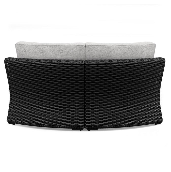 Beachcroft - Curved Corner Chair With Cushion - Black / Light Gray