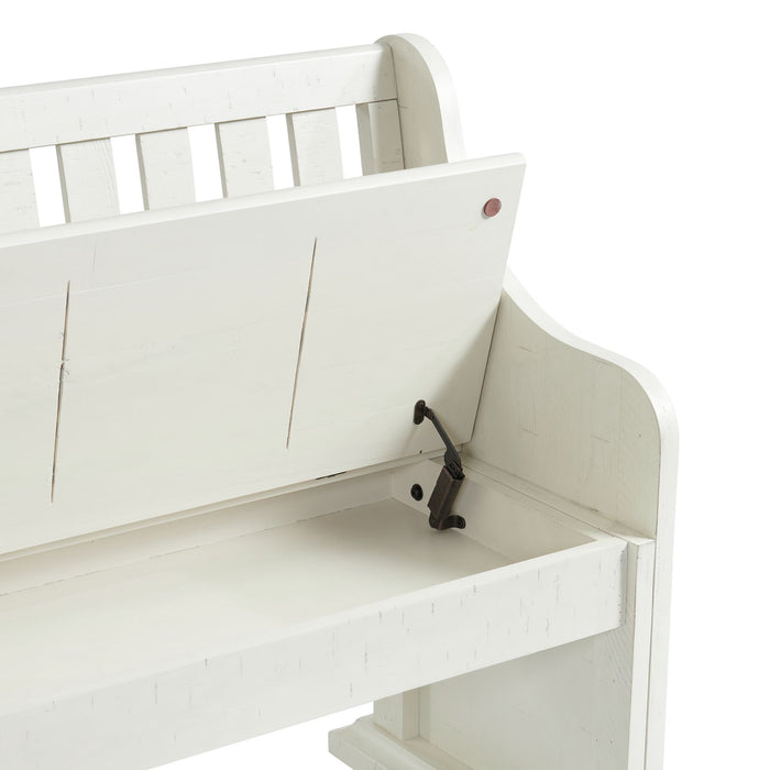 Stone - Pew Bench With Storage - White