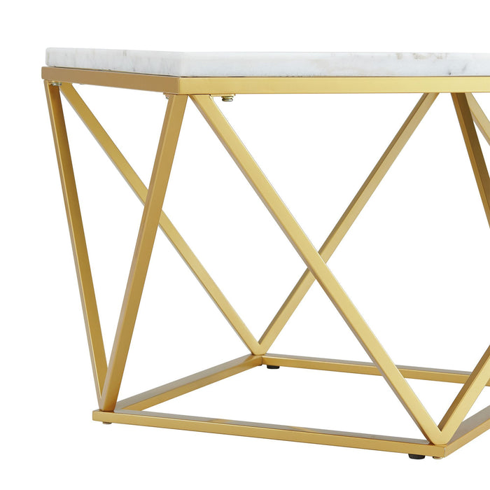 Riko - Rectangular Coffee Table With Metal Leg - Gold