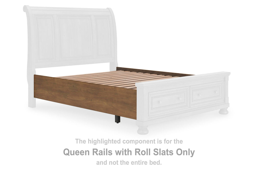 Feddinger - Queen Rails With Roll Slats - Medium Brown