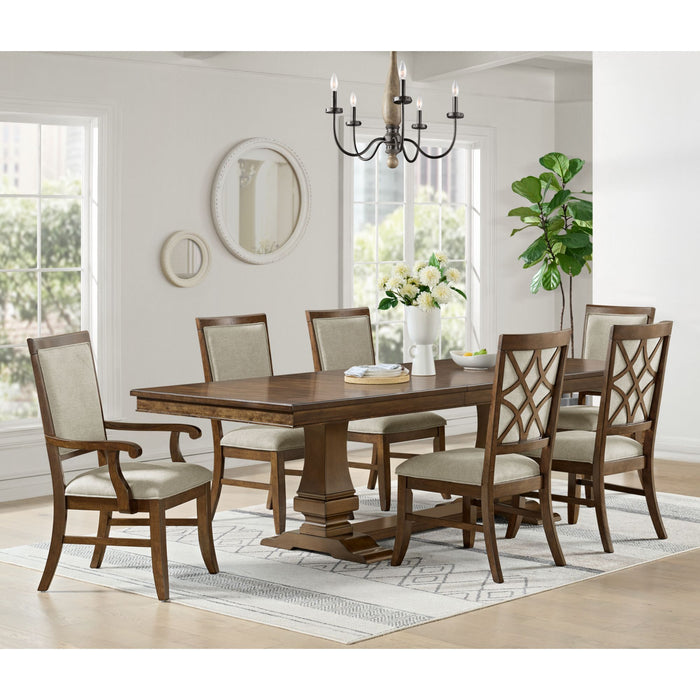 Phillipe - Dining Arm Chair With Fabric (Set of 2) - Cherry And Gray