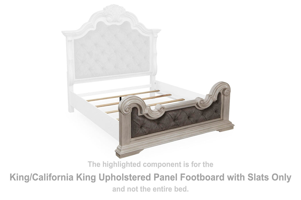 Bruchandi - King/California King Upholstered Panel Footboard With Slats - Antique White