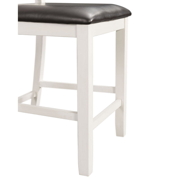 Martin - Counter Side Chair With Black PU (Set of 2) - White Finish