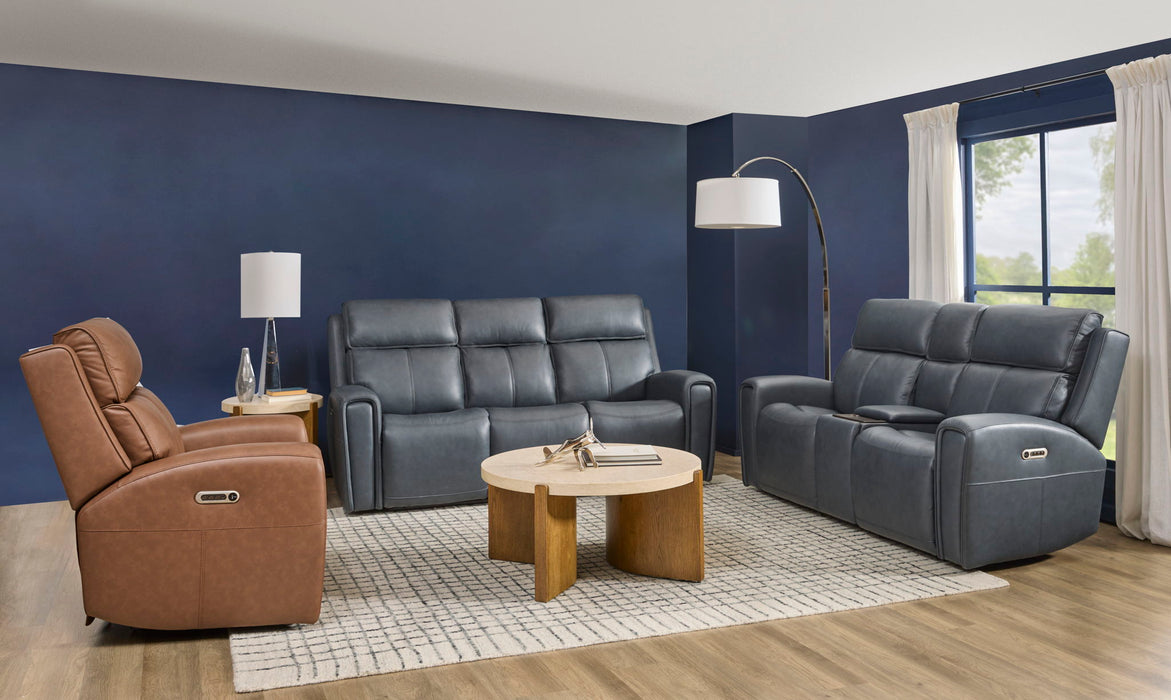 Warren - Power Reclining Sofa With Console, Power Headrest & Lumbar - Black