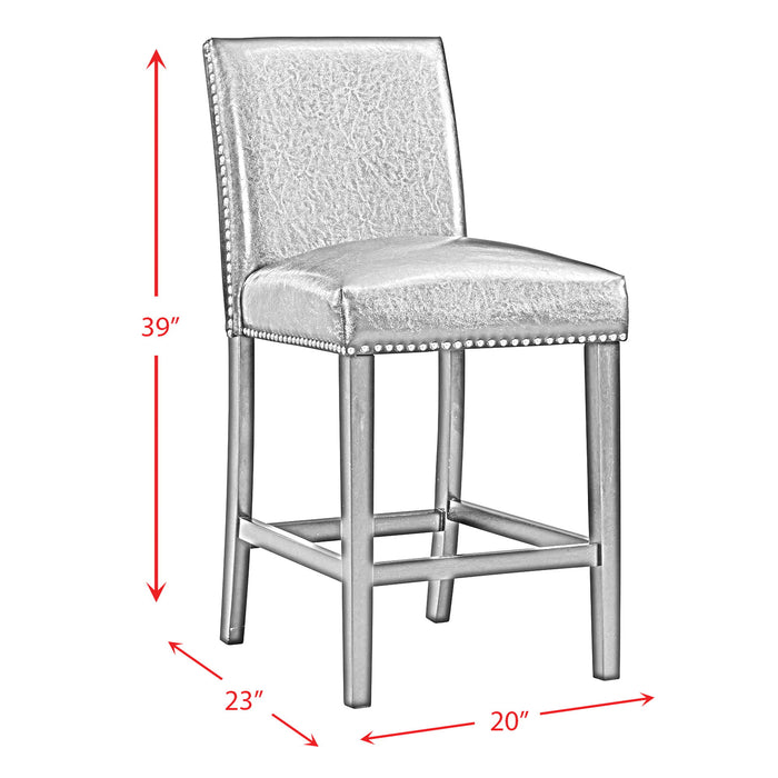 Francesca - Square 5 Piece Counter Height Dining Set, Table & Four PU Chairs - Gray / Marble