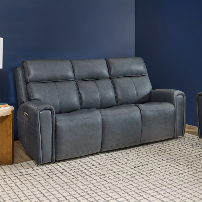 Warren - Power Reclining Sofa With Console, Power Headrest & Lumbar - Black