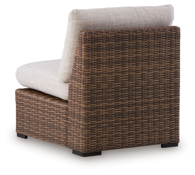 Dolan Creek - Armless Chair With Cushion - Beige / Brown