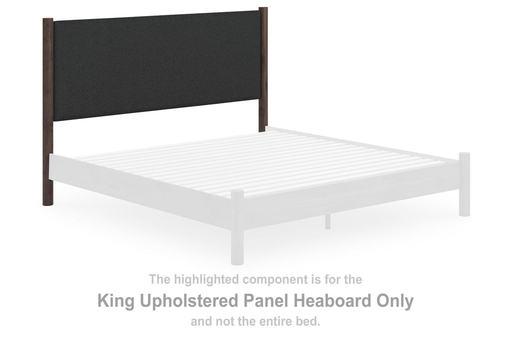 Pamytta - King Upholstered Panel Headboard - Black / Brown