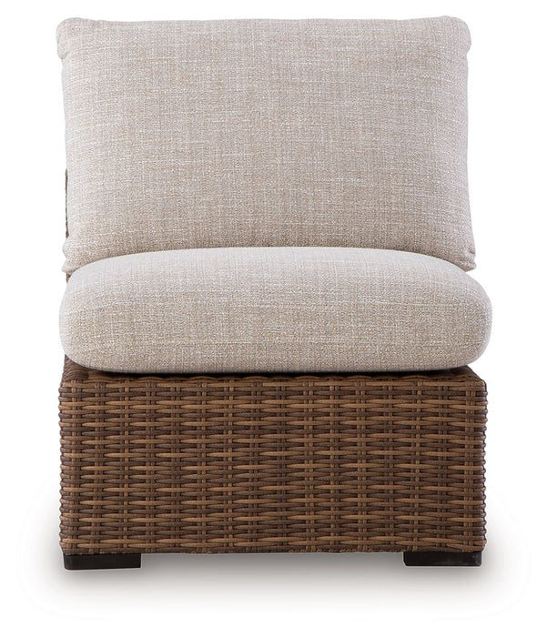Dolan Creek - Armless Chair With Cushion - Beige / Brown