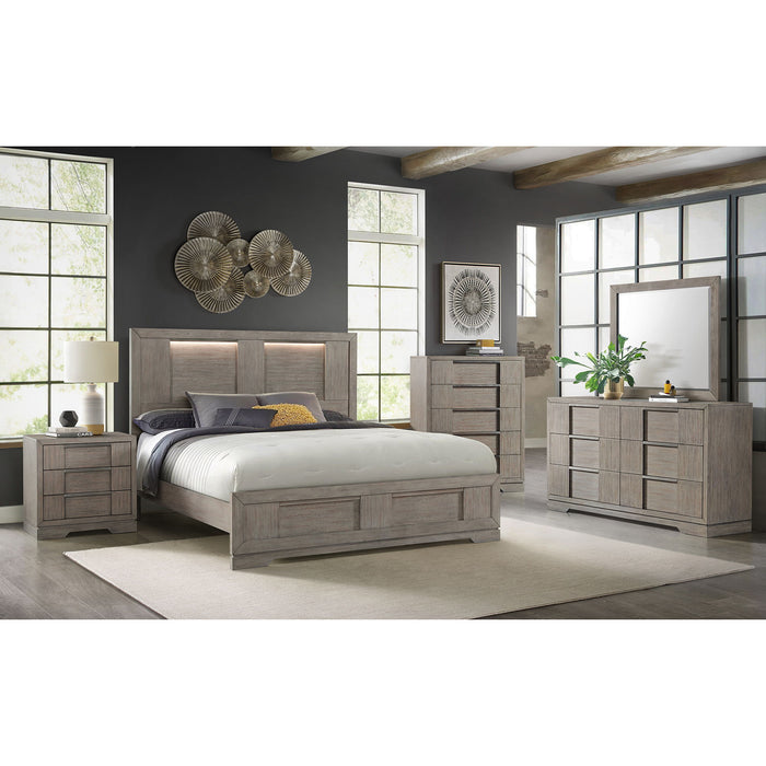 Kelis - 4 Piece Bedroom Set With Queen Panel Bed And LED - Gray
