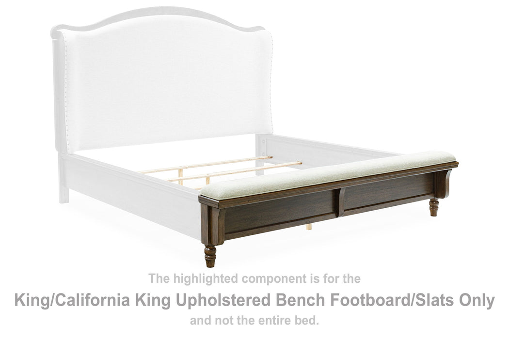 Sturlayne - King/California King Upholstered Bench Footboard/Slats - Brown