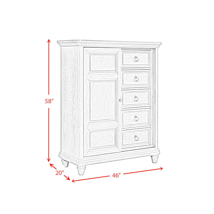 Whit-Ash - 5-Drawer Door Chest - Light Gray