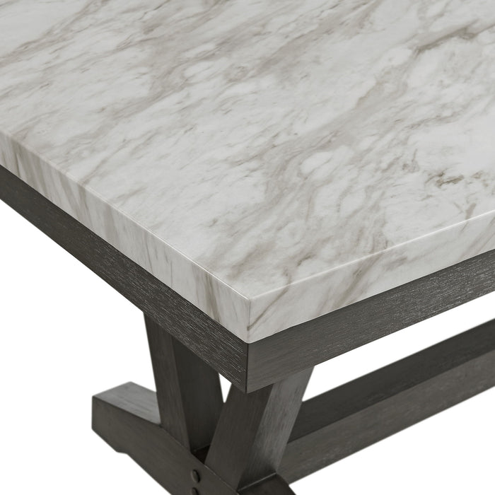 Everdeen - Dining Table With White Faux Marble Top - Charcoal