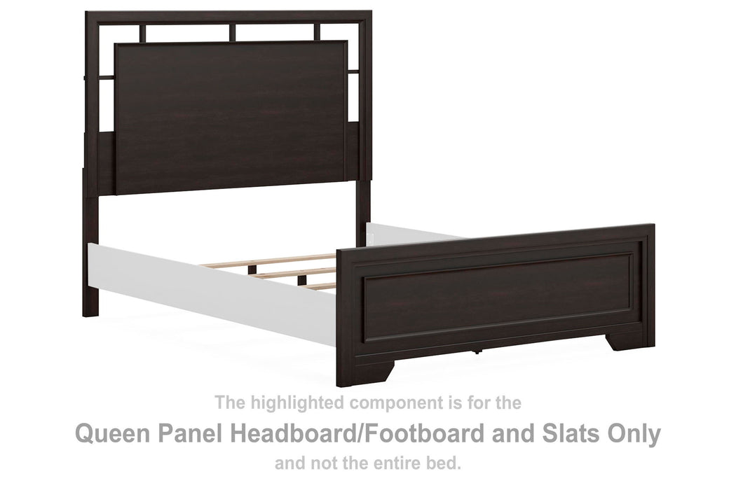 Covetown - Queen Panel Headboard/Footboard and Slats - Dark Brown