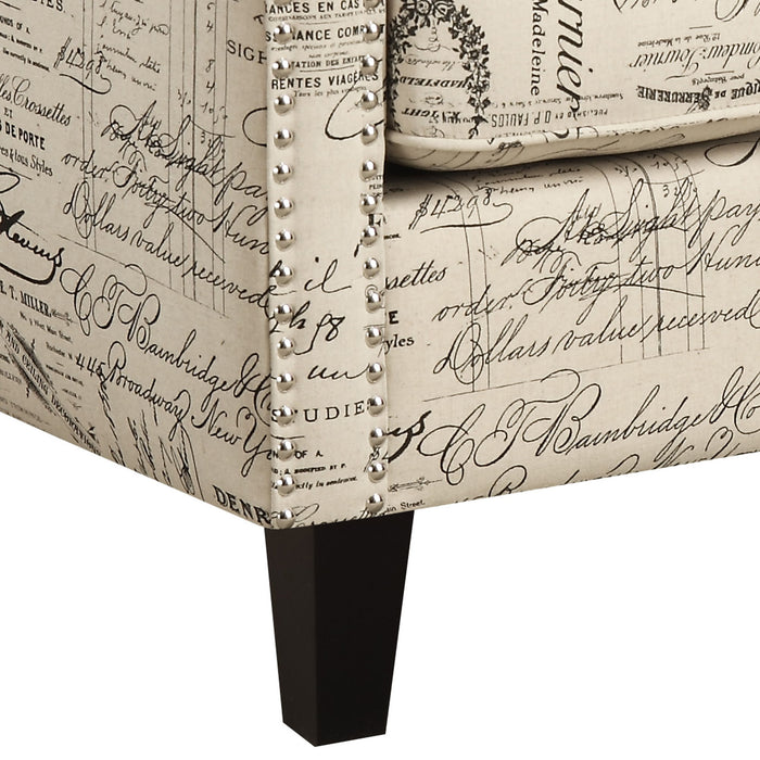 Erica - Chair & Ottoman - Beige / French Script