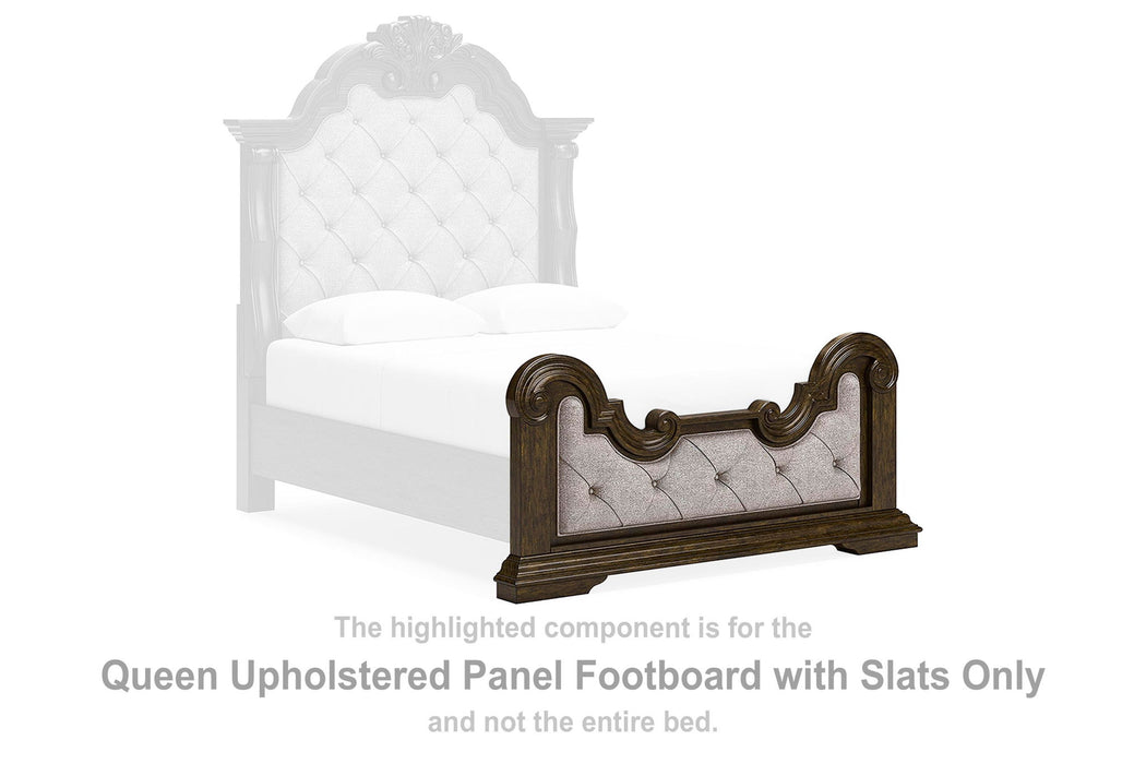 Maylee - Queen Upholstered Panel Footboard With Slats - Dark Brown