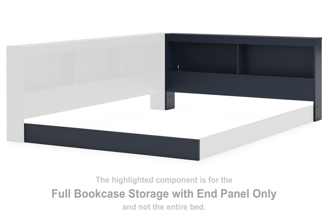 Simmenfort - Full Bookcase Storage With End Panel - Navy Blue