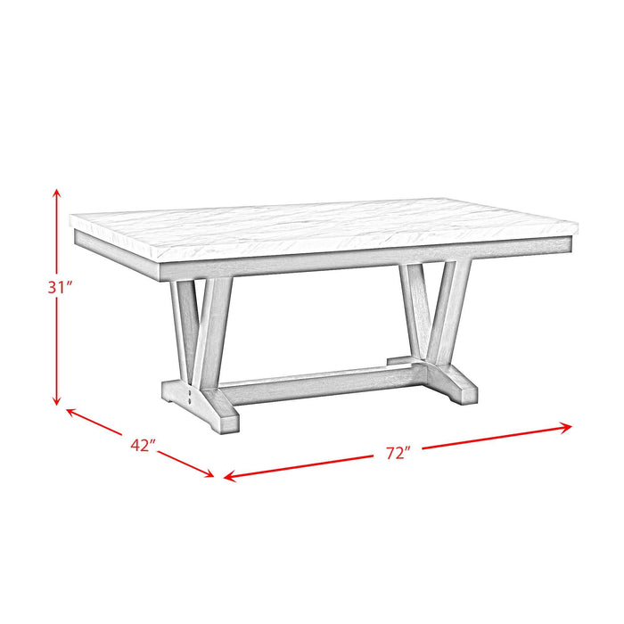 Everdeen - Dining Table With White Faux Marble Top - Charcoal