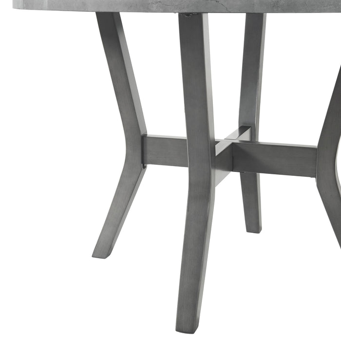 Ambridge - 5 Piece Round Dining Set With Faux Marble Top - Brushed Gray