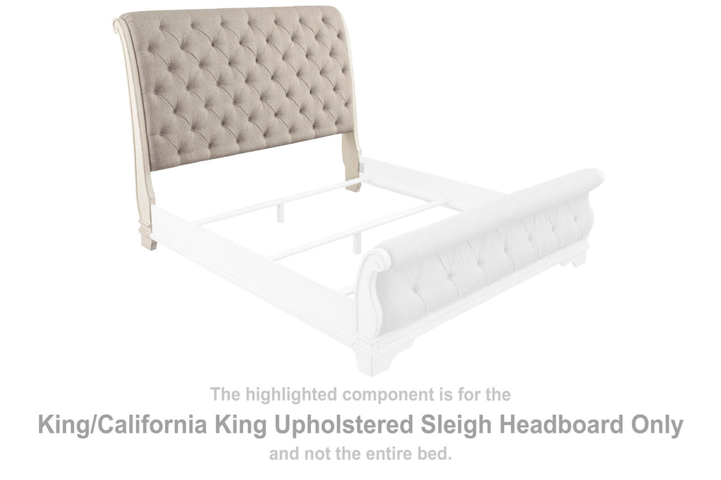 Realyn - King/Cal King UPH Sleigh HDBD - White / Brown / Beige