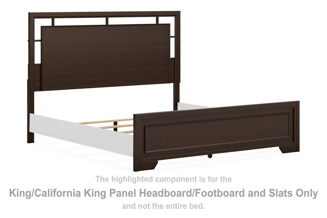 Covetown - King/California King Panel Headboard/Footboard and Slats - Dark Brown