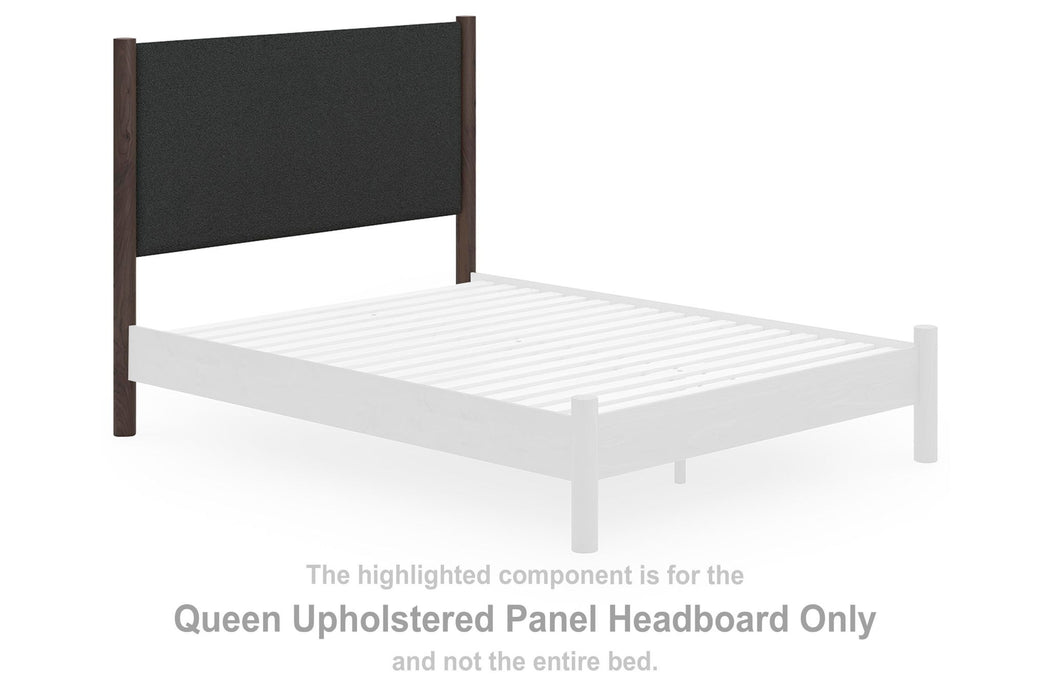 Pamytta - Queen Upholstered Panel Headboard - Black / Brown