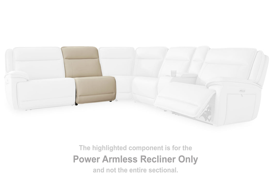 Double Deal - Power Armless Recliner With Adj Headrest - Almond