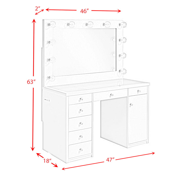 Amia - Complete Vanity With Lightbulbs - Glossy White