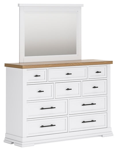Ashbryn King Panel Storage Bed with Mirrored Dresser