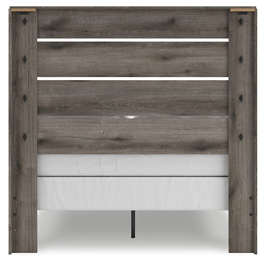 Graystorm Full Panel Bed with Mirrored Dresser