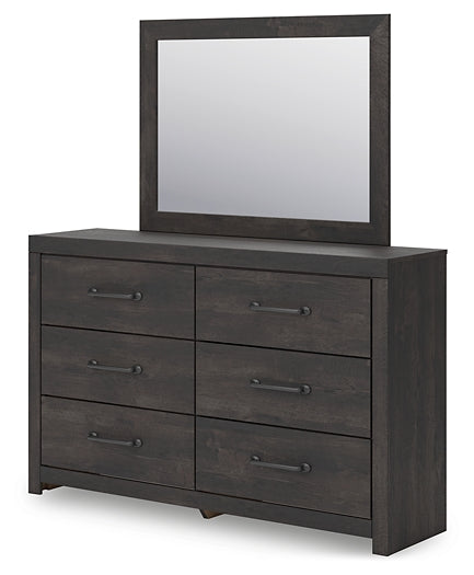 Hollivern Full Panel Bed with Mirrored Dresser, Chest and Nightstand