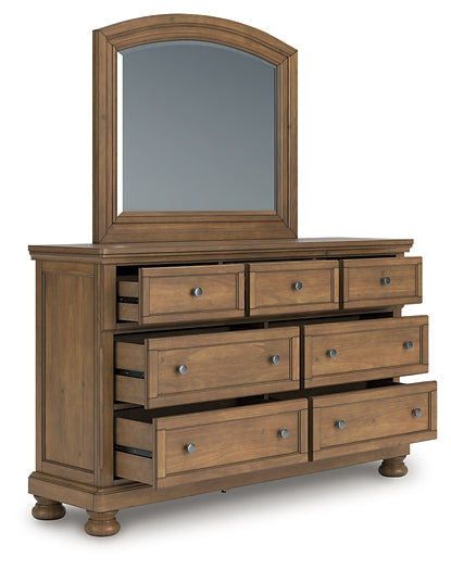 Feddinger Queen Panel Bed with Mirrored Dresser