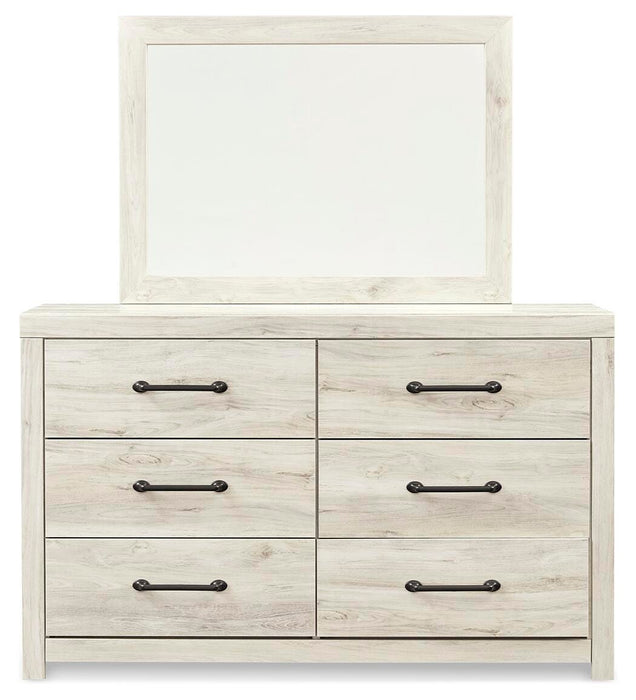 Cambeck Queen Panel Bed with 4 Storage Drawers with Mirrored Dresser, Chest and Nightstand