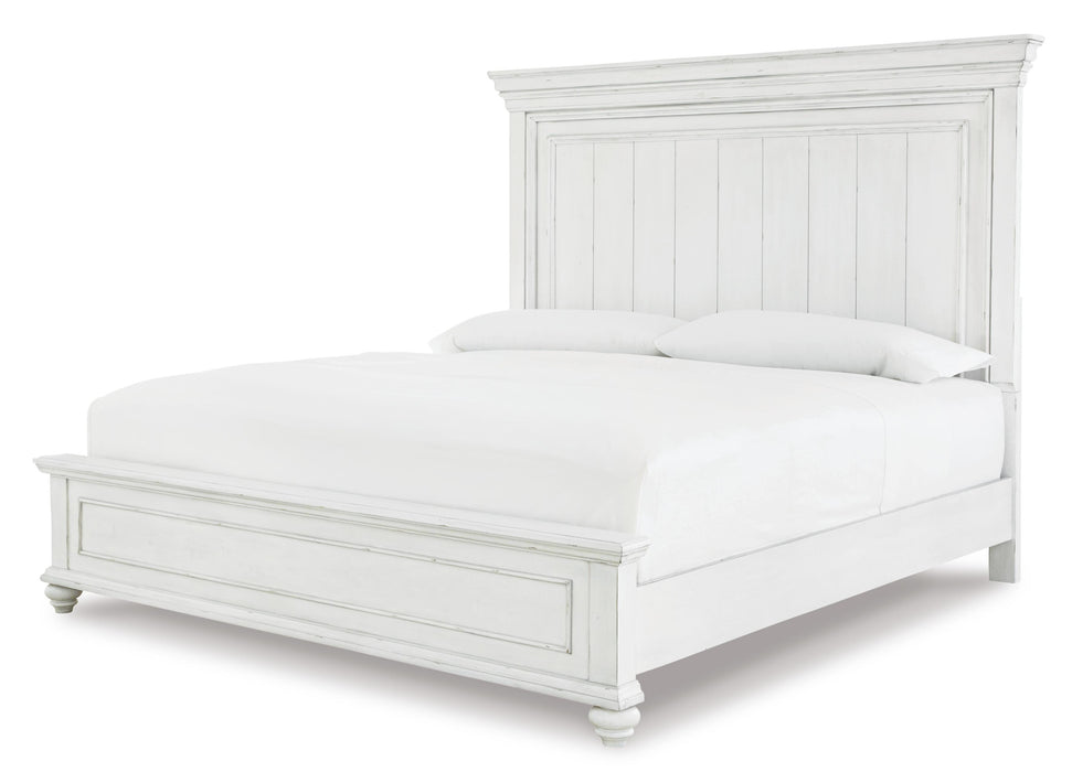 Kanwyn King Panel Bed with Mirrored Dresser, Chest and Nightstand