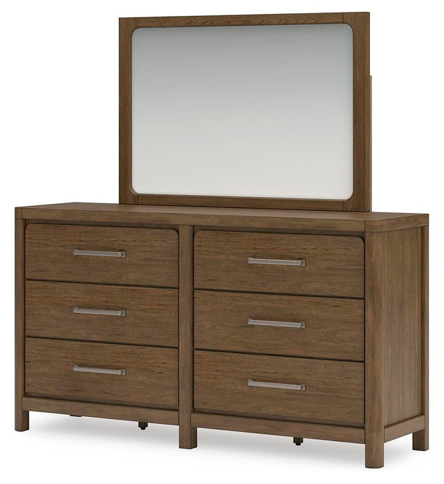 Cabalynn Queen Upholstered Bed with Mirrored Dresser