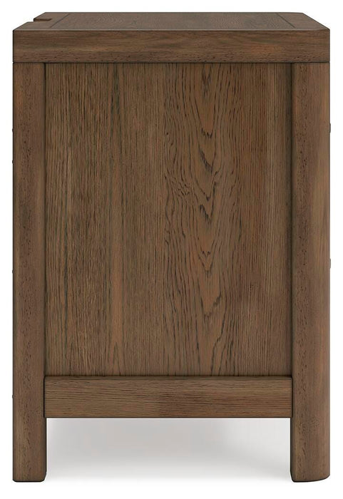 Cabalynn King Panel Bed with Storage with Mirrored Dresser and Nightstand